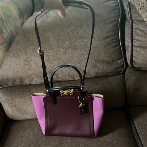 Coach Pink and Brown Satchel with Gold Accents - Picture 11 of 16